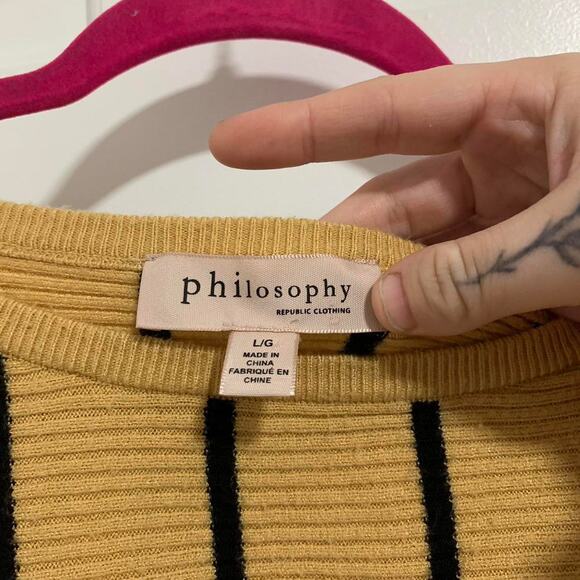 Philosophy Yellow and Black Striped Sweater Size Large - Picture 2 of 6